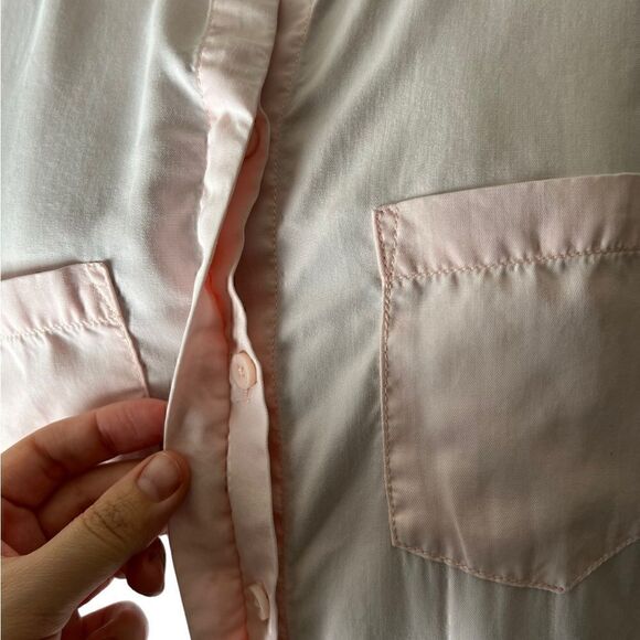 Beach Lunch Lounge Pink Frayed Fringe Button Down Top - Picture 8 of 11